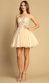 Adora Design 1039 - Embroidered Sleeveless Cocktail Dress