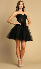 Adora Design 1047 - Embroidered Corset A-Line Cocktail Dress