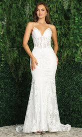 Adora Design 3053N-01 - Floral Lace Mermaid Bridal Dress