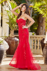 Adora Design 3080 - Beaded Applique Mermaid Evening Dress