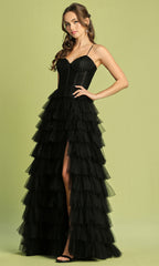 Adora Design 3209 - Tiered Ruffle Sleeveless Evening Dress
