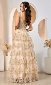 Adora Design 3217 - Embroidered Tiered Evening Dress
