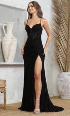 Adora Design 3231 - Floral Lace Basque Sleeveless Prom Dress