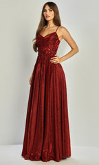 Adora Design 3232 - Spaghetti Strap Lace Applique Prom Dress