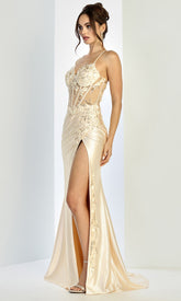 Adora Design 3274 - Floral Applique Sheath Evening Gown