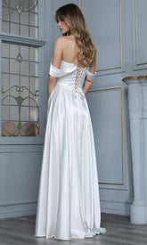 Adora Design 3343-01 - Minimalist Draped Off Shoulder Gown