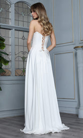 Adora Design 3367-01 - Lace Trim Sweetheart Flowing Gown