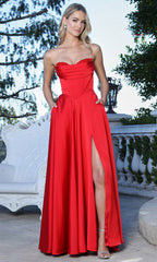 Adora Design 3367 - Sweetheart Flowing A-Line Gown with Lace Trim