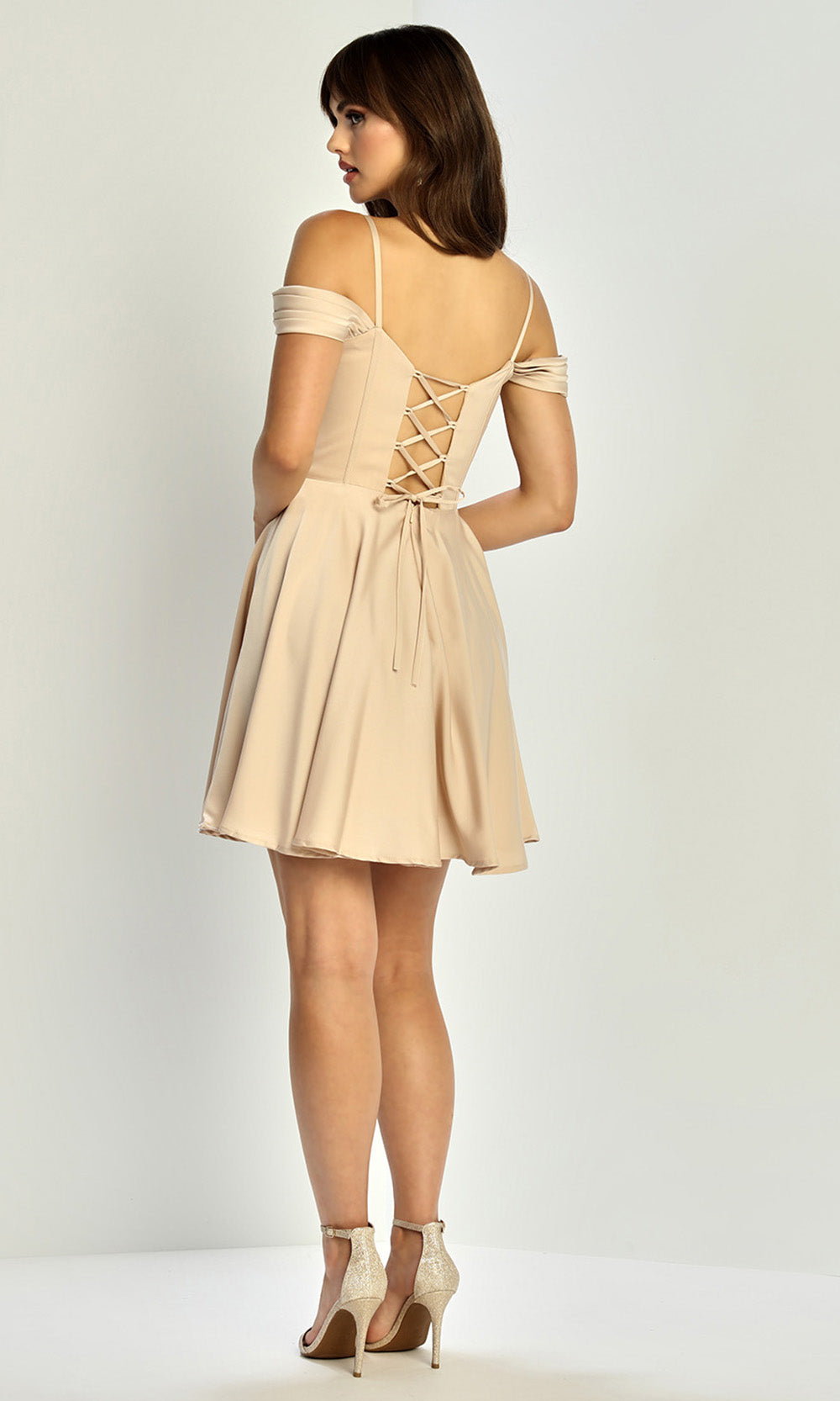Adora Design 1088 - Cow Neckline Flared Cocktail Dress