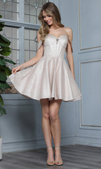 Adora Design 1090 - Off Shoulder Short Dress with Jewel Accent