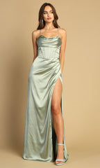 Adora Design 3102 - Sleeveless Cowl Neck Prom Dress with Slit