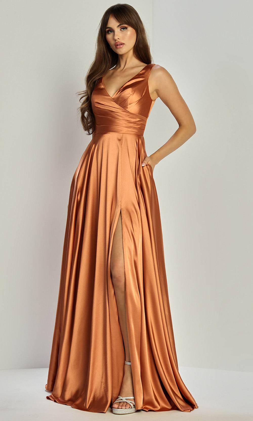 Adora Design 3147 - Surplice V-Neck A-Line Evening Dress