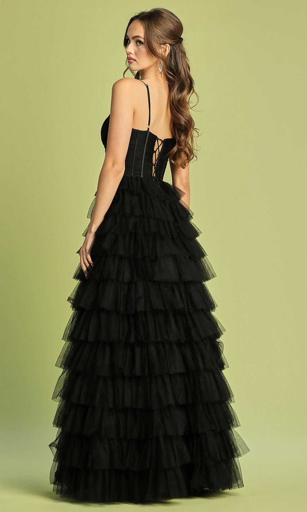Adora Design 3209 - Tiered Ruffle Sleeveless Evening Dress