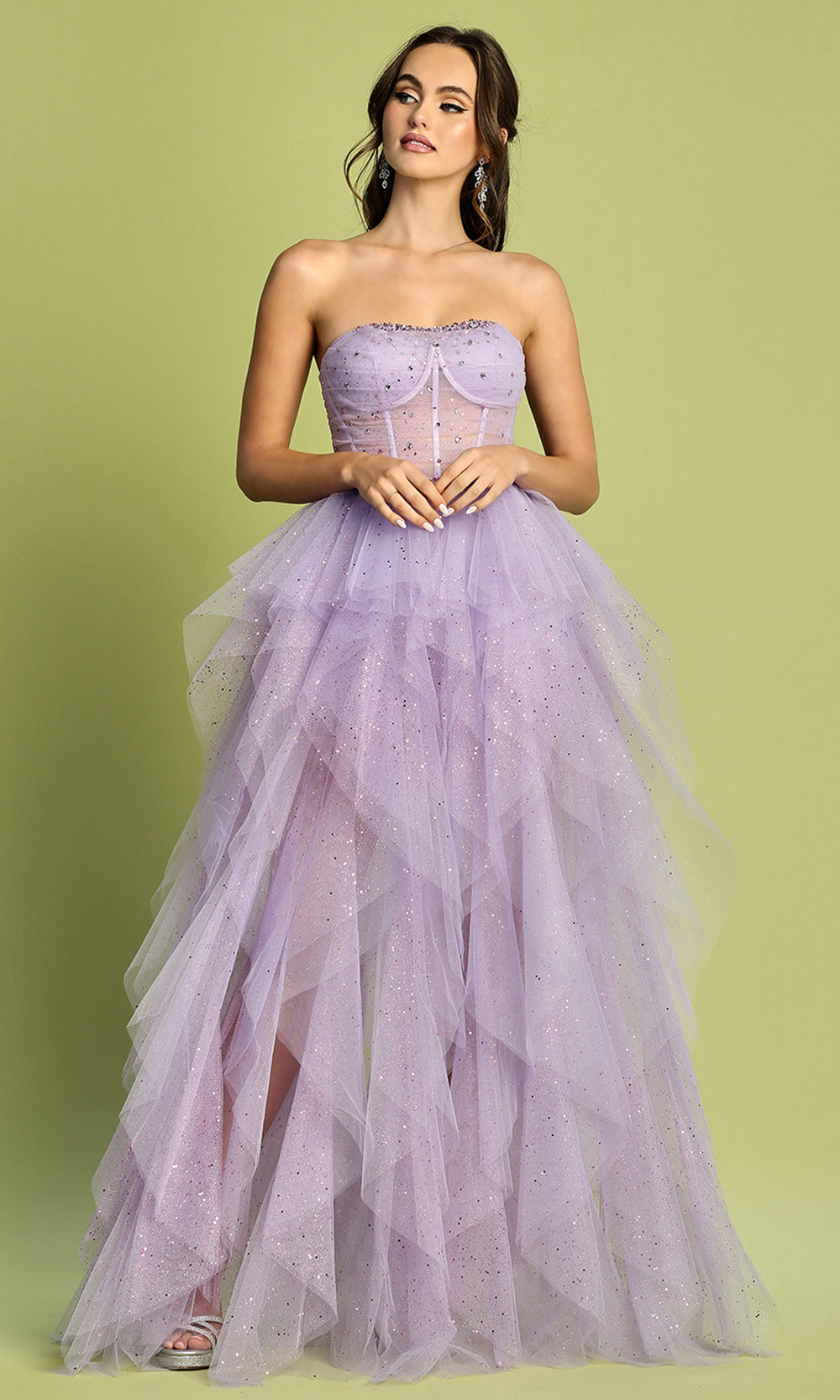 Adora Design 3210 - Ruffle Skirt Strapless Shimmer Evening Dress