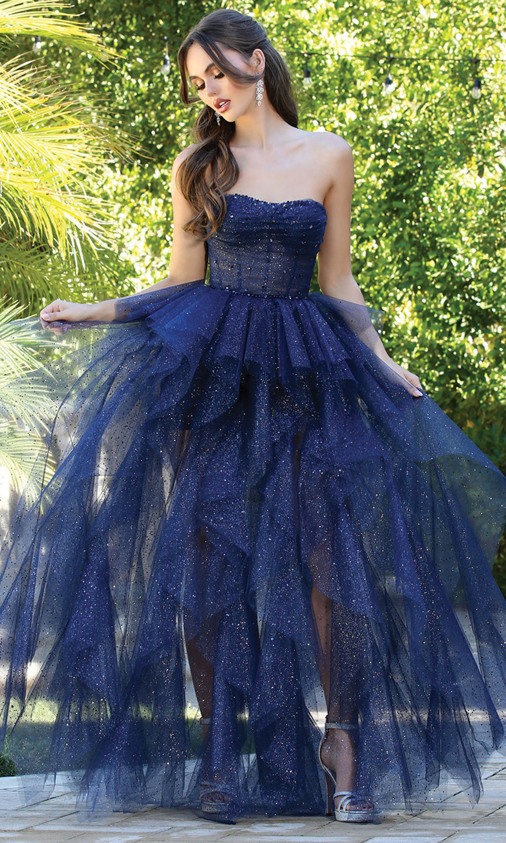 Adora Design 3210 - Ruffle Skirt Strapless Shimmer Evening Dress