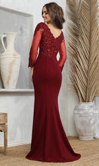 Adora Design 3233 - Embroidered Applique Illusion Sleeve Prom Dress