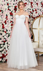 Adora Design 3244 - Beaded Brooch Off Shoulder Prom Gown