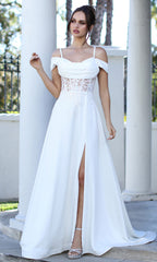 Adora Design 3251 - Cold Shoulder Beaded Lace Formal Gown