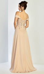 Adora Design 3251 - Cold Shoulder Beaded Lace Formal Gown