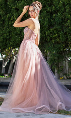 Adora Design 3262 - Layered Skirt Beaded Strapless Prom Gown