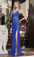 Adora Design 3329 - Beaded Applique Spaghetti Strap Prom Gown