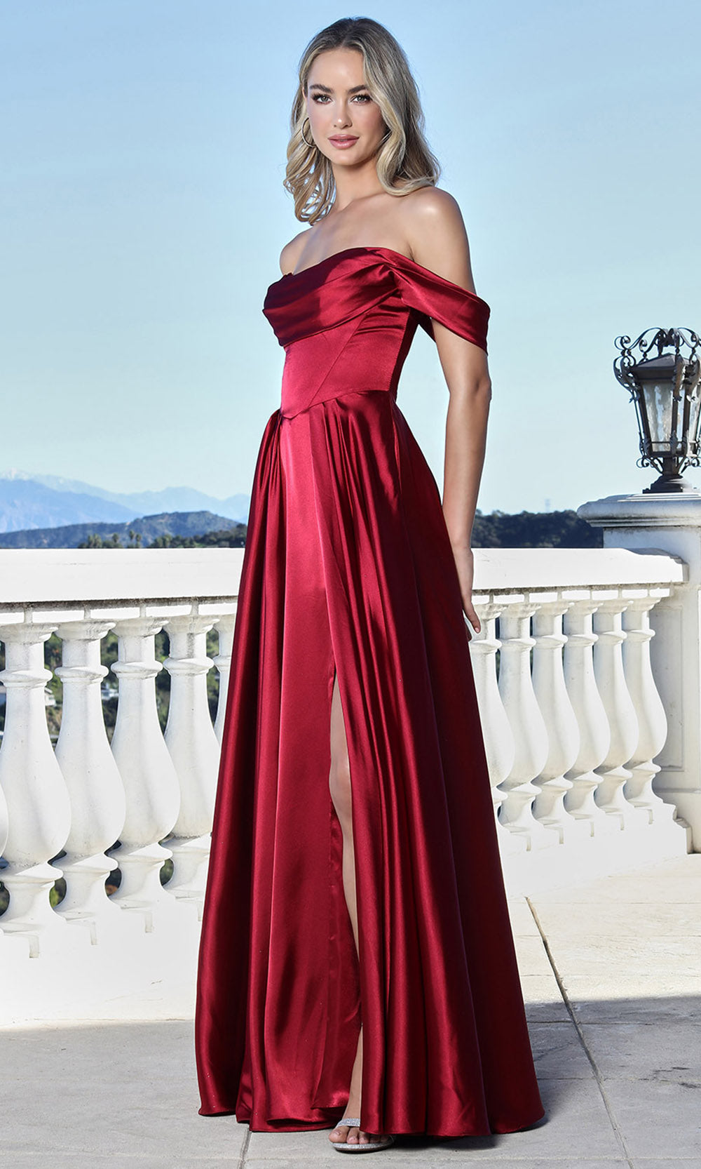 Adora Design 3343-01 - Minimalist Draped Off Shoulder Gown