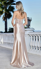 Adora Design 3349 - Beaded Detail Strapless Prom Gown
