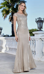 Adora Design 3355-03 - Cap Sleeve Mermaid Style Formal Gown