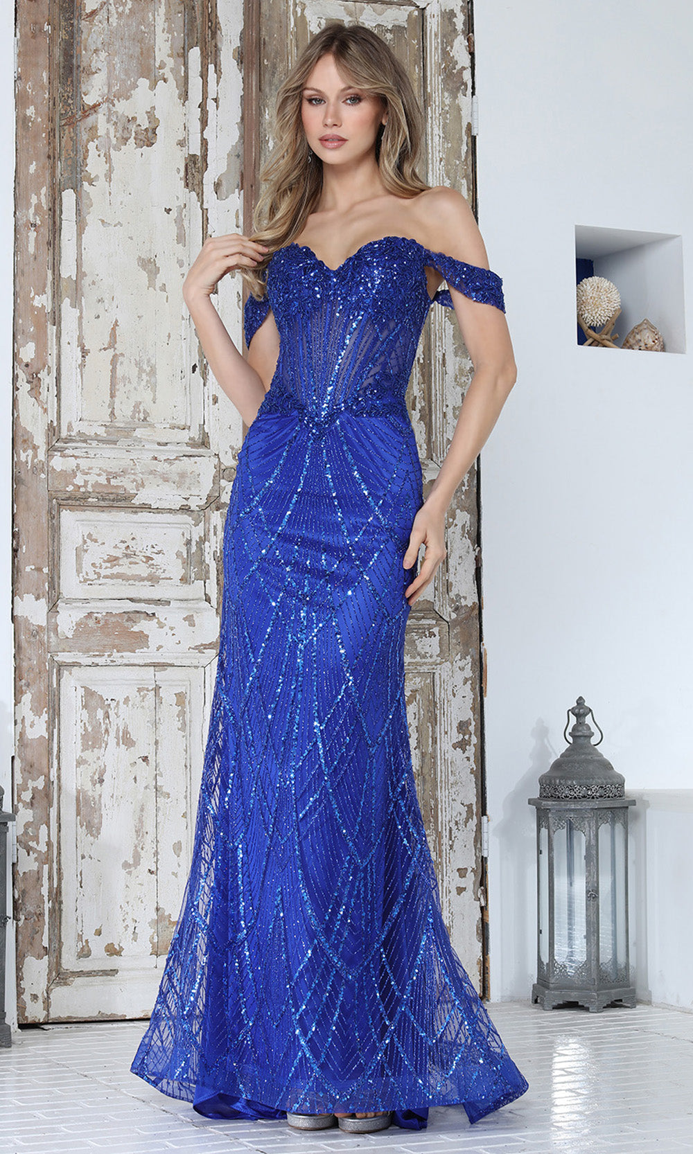 Adora Design 3359 - Beaded Off Shoulder Mermaid Gown