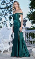 Adora Design 3371 - Ruched Bodice Off Shoulder Long Gown