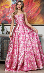 Adora Design 3385 - Strapless Floral Texture Ballgown