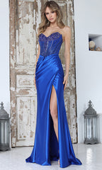 Adora Design 3392 - Sweetheart High Slit Gown with Beaded Top