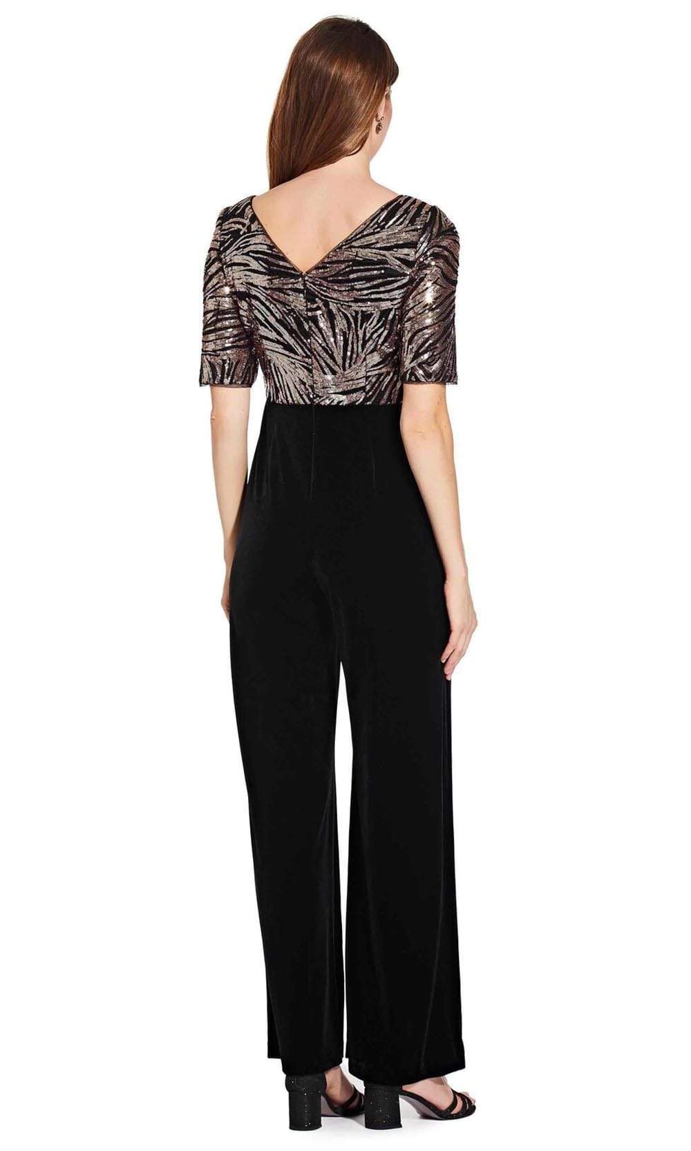 Adrianna Papell - Sequined V Neck Jumpsuit AP1E206295